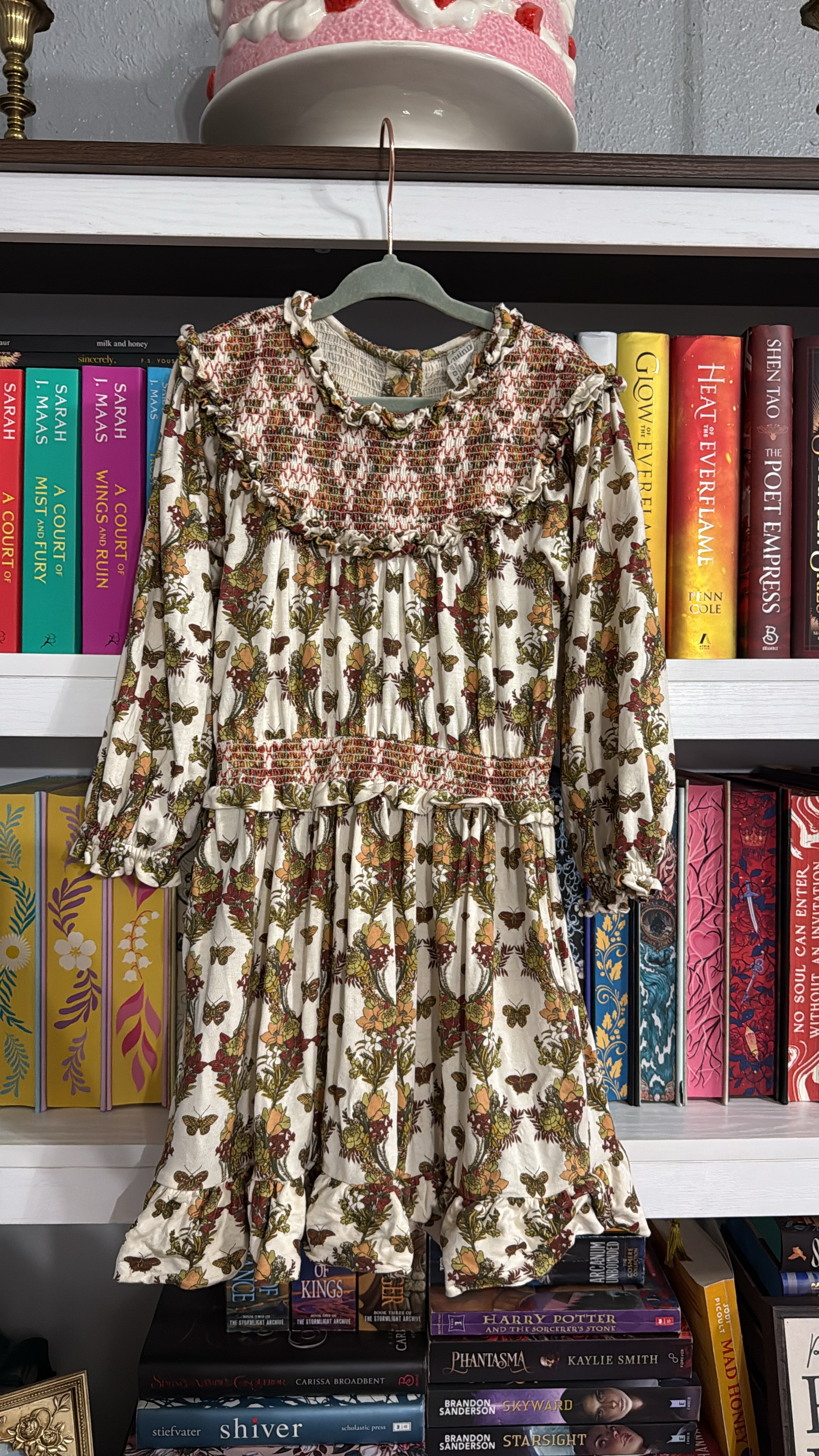 3t KQ butterfly floral smocked dress