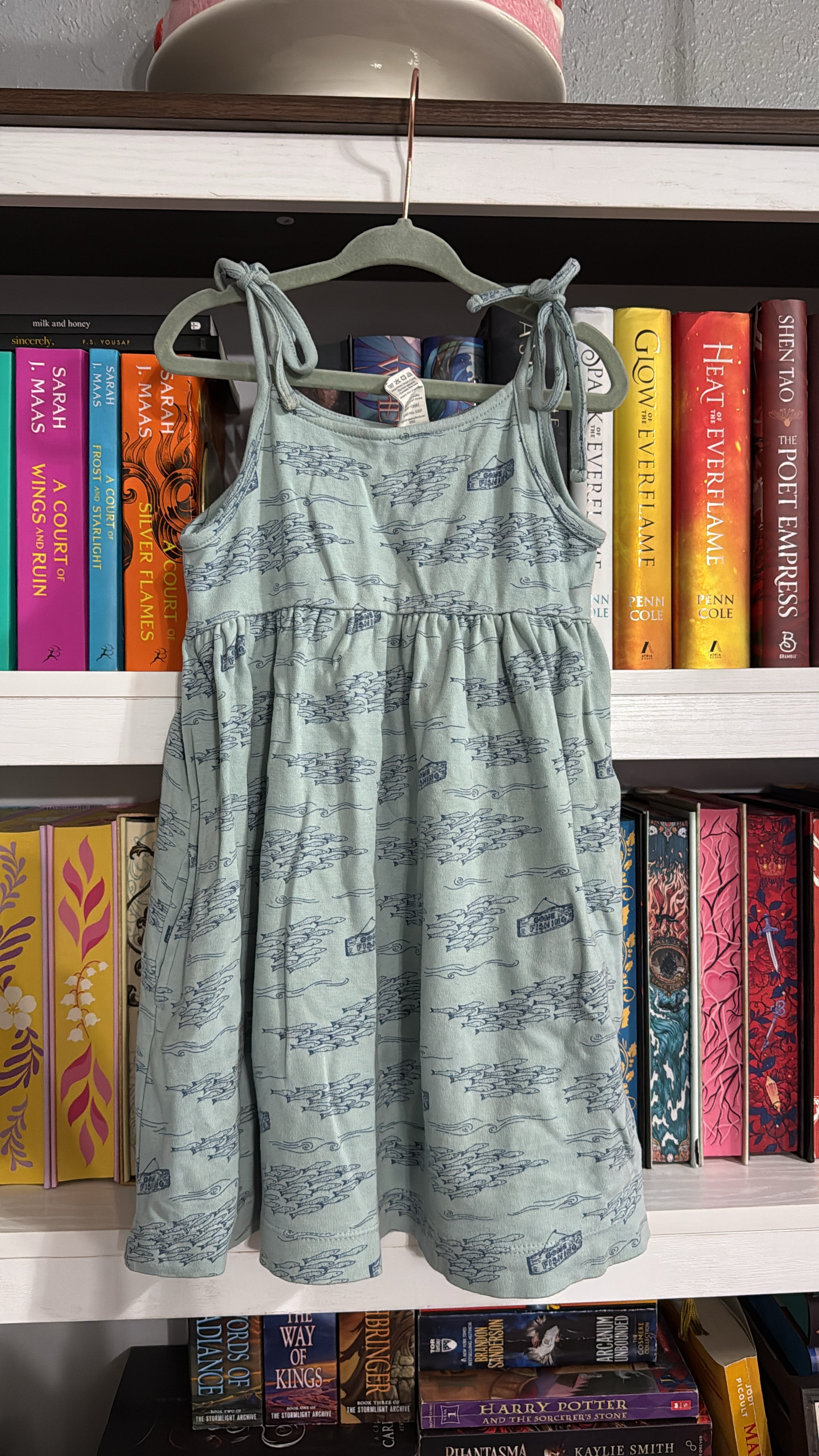 3t KQ gone fishing tie strap dress