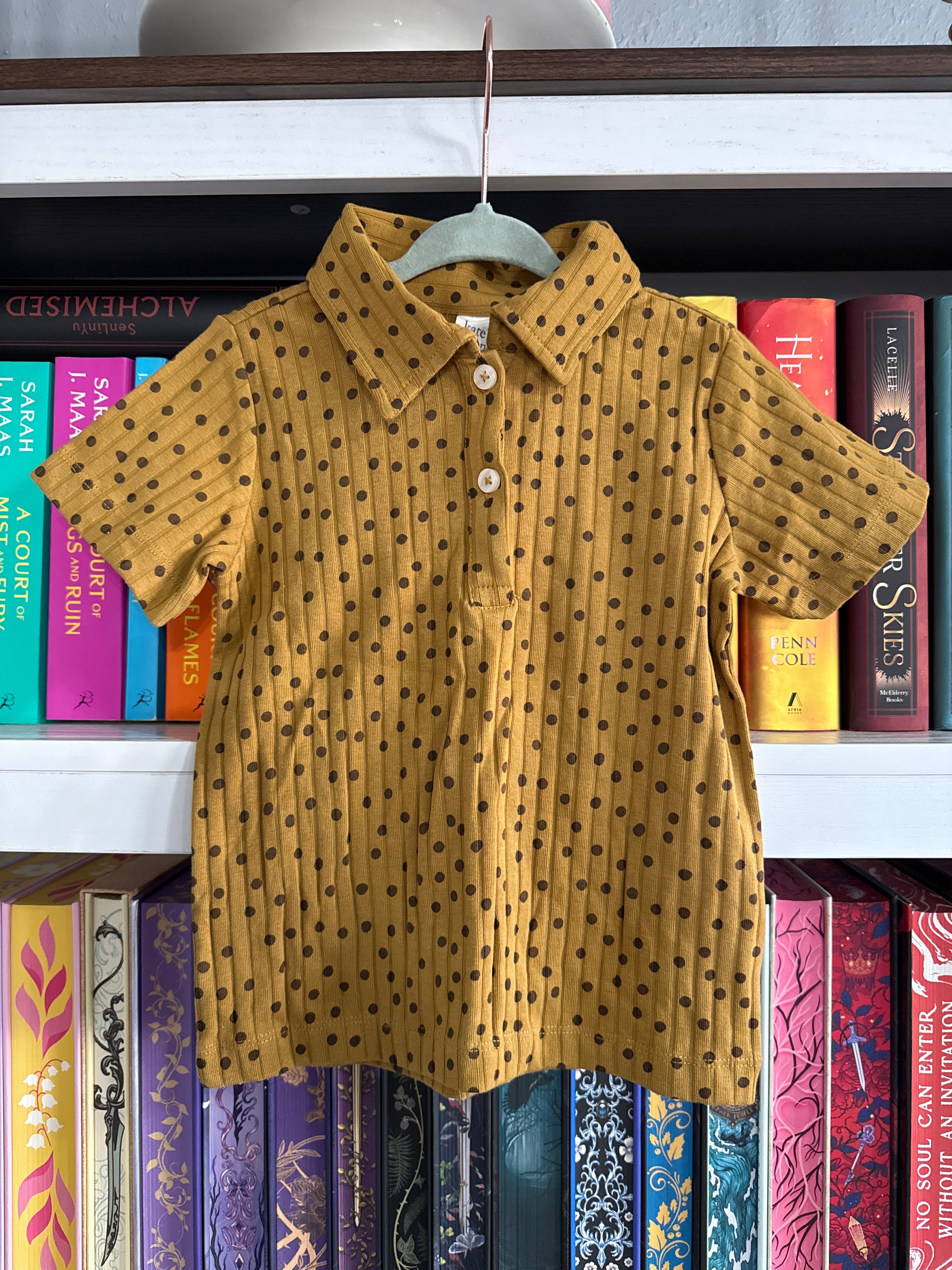 2t KQ honey mustard dot collared shirt