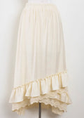 Ruffle lace hem midi-skirt (natural)
