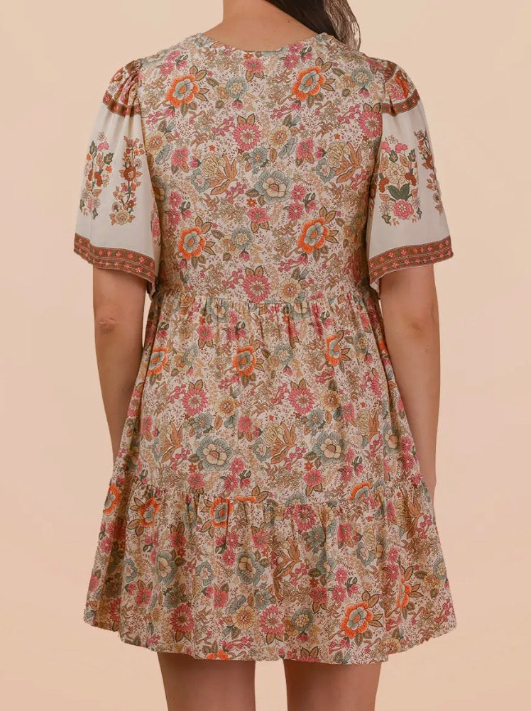 Boho floral mini dress