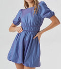 Puff sleeve purple bubble dress