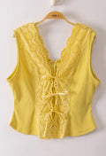 Yellow tie front sleeveless top