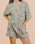 Camo knit casual romper