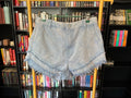 Frayed layered denim shorts